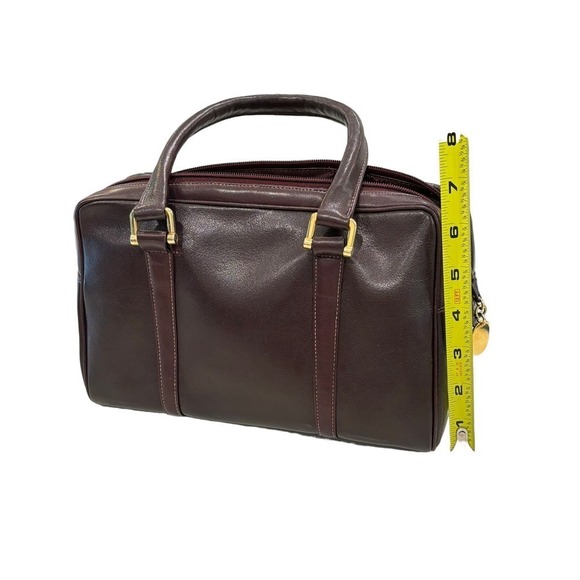 Susan Gail Vintage Burgundy/Oxblood Leather Two-Handle Zip-Top Satchel Handbag - Picture 7 of 11